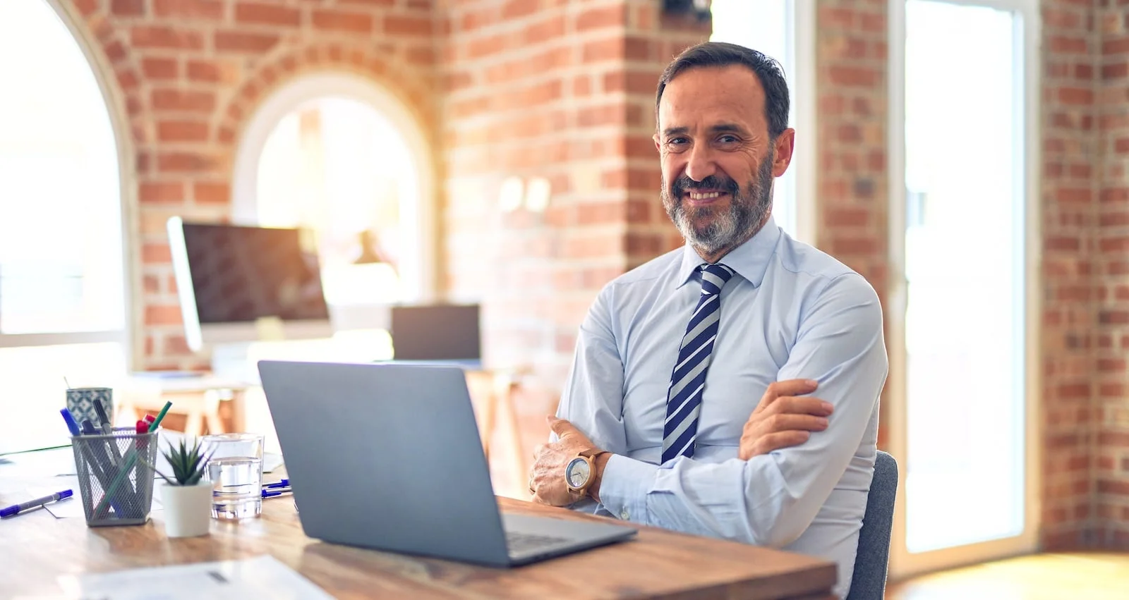 man at desk